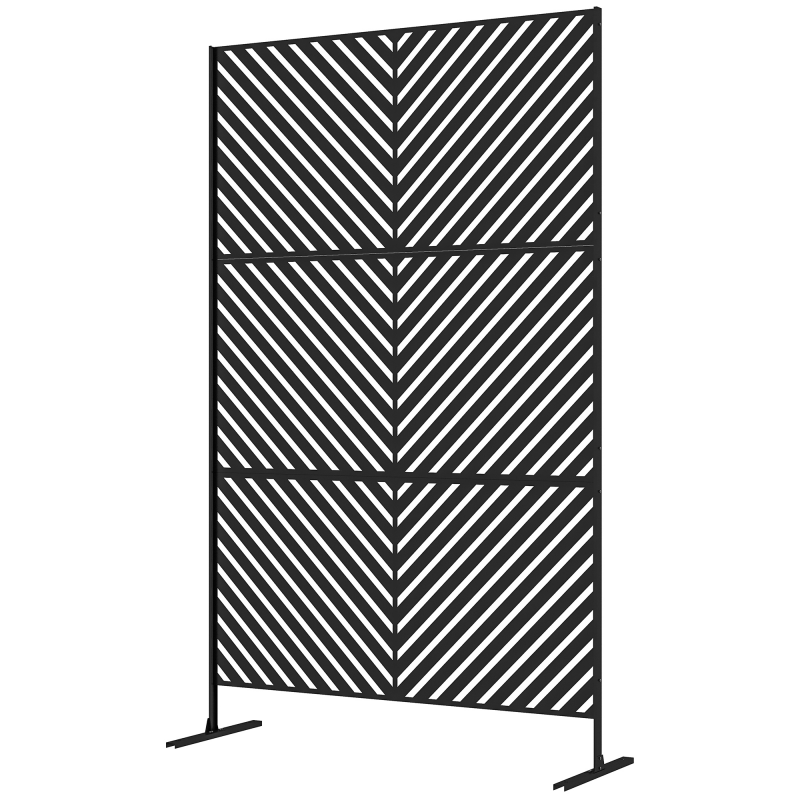 Outsunny Gartensichtschutz 122x198cm Raumteiler mit Dreieckmuster aus Stahl, Trennwand & Ständer für Balkon und Terrasse in Schwarz Aosom.de – Bild 1 von 2