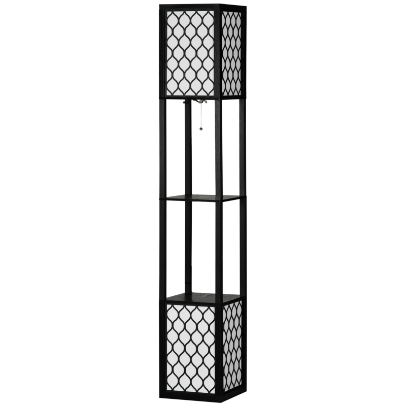 HOMCOM Stehlampe Standlampe mit Regal & Doppellicht, 40W, E27, Ziehkettenschalter, für Wohnzimmer, Schlafzimmer Aosom – Bild 1 von 2