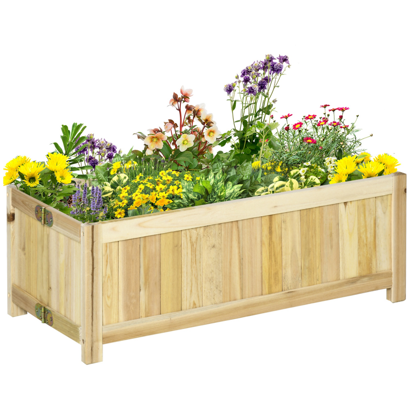 Outsunny Hochbeet klappbarer Pflanzkasten 70x30x25cm für Garten Terrasse Balkon aus Tannenholz Natur Aosom.de – Bild 1 von 2