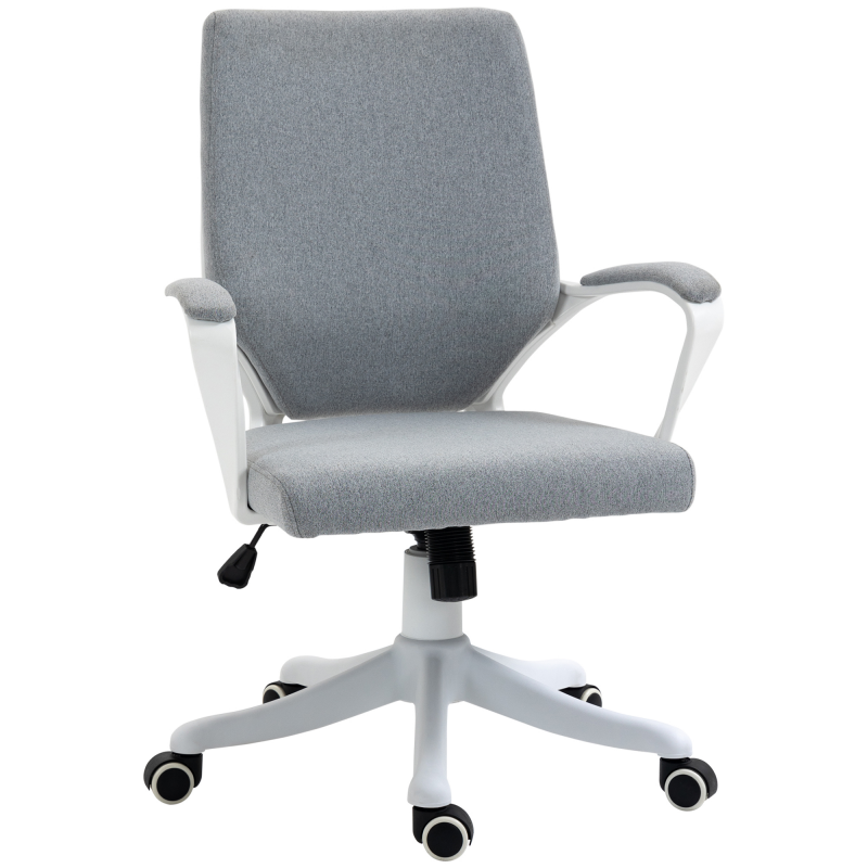 Vinsetto Bürostuhl mit Lendenwirbelstütze, höhenverstellbarer Schreibtischstuhl mit Wippenfunktion, ergonomisch, Polyester, Grau Aosom – Bild 1 von 2