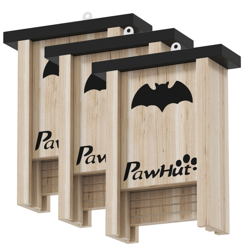 PawHut Fledermauskasten 3er-Set, Fledermaushaus, Nistkasten für Fledermäuse, Fledermausbox zum Aufhängen für Gärten, Obstplantagen, Bauernhöfe, Tannenholz, 18 x 6 x 22,5 cm, Natur Aosom – Bild 1 von 2