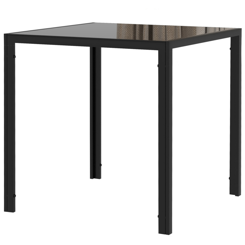 HOMCOM Esstisch Quadratischer Küchentisch für 4 Personen, Esszimmertisch aus Hartglas, bis 80 kg belastbar, für Küche, Esszimmer, 75 x 75 x 75 cm, Schwarz Aosom – Bild 1 von 2