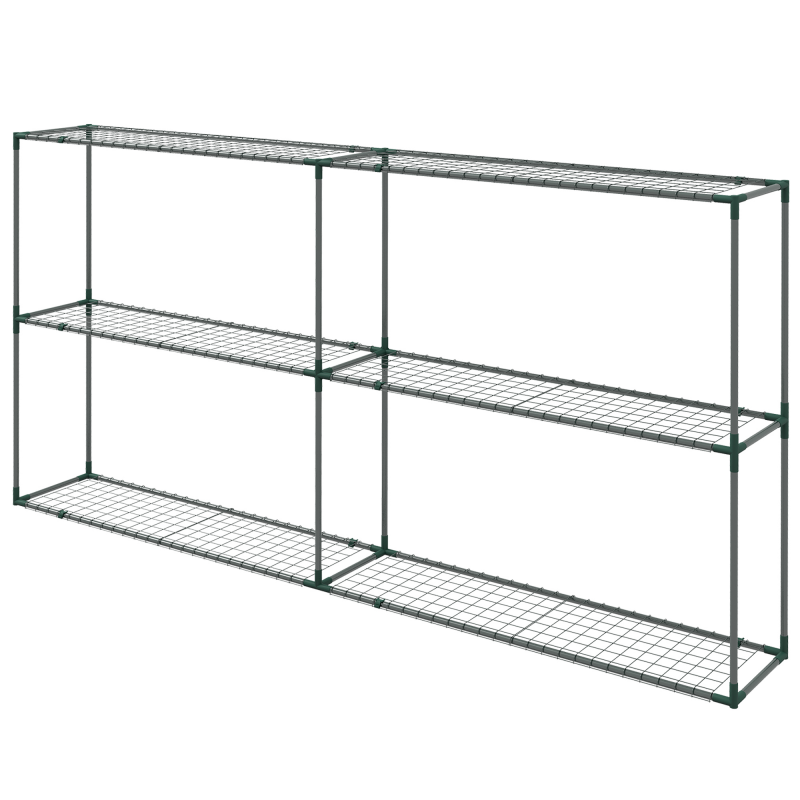 Outsunny Pflanzenregal Blumenregal Pflanzentreppe 3 Stufen Pflanzenständer Stahl Dunkelgrün 222 x 30 x 114 cm für Garten & Balkon Aosom.de – Bild 1 von 2