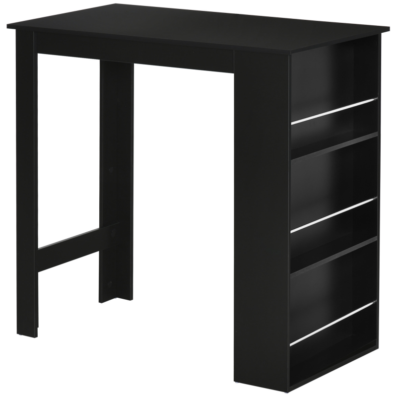 HOMCOM Bartisch moderner Esstisch Schreibtisch mit 3 Ablageflächen Schwarz Spanplatte 112 x 57 x106 cm Aosom – Bild 1 von 2