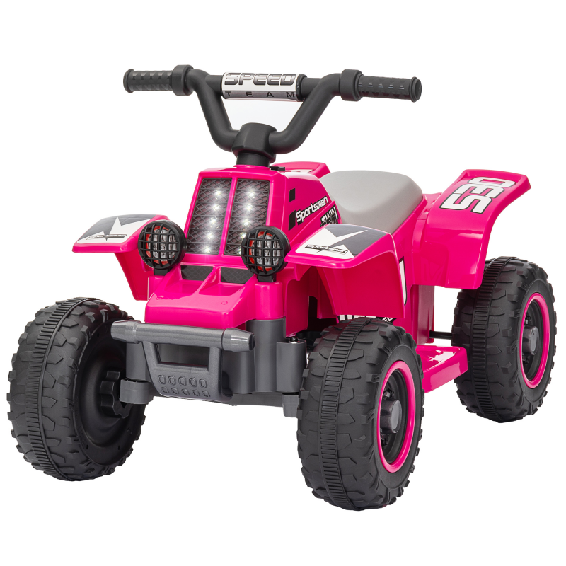 AIYAPLAY Kinder Elektro-Quad Elektro Kinderquad mit Vorwärts-und Rückwärtsfunktion, LED und Hupe Elektroauto für 1,5-3 Jahre Kinder 3 km/h Metall Rosa Aosom – Bild 1 von 2
