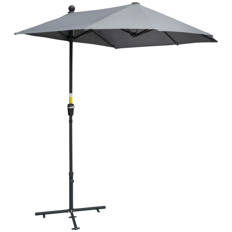 Outsunny 2 x 2 m Halbrundschirm Sonnenschirm mit Halterung wasserdicht für Garten Terrasse Balkon, 100% Polyester dunkelgrau Aosom.de – Bild 1 von 2