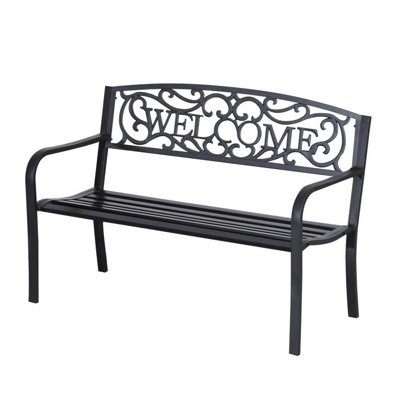 OUTSUNNY Gartenbank 2-Sitzer Metall Parkbank für Garten & Terrasse, stabile Sitzbank mit elegantem Design Aosom.de – Bild 1 von 2