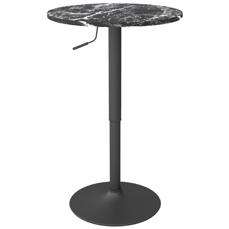 HOMCOM Bartisch Stehtisch Runder Esstisch für 2 Personen, Küchentisch mit Marmoroptik für Wohnzimmer, Esszimmer, kleine Räume, Schwarz, Ø60 x 68-93,5cm Aosom – Bild 1 von 2