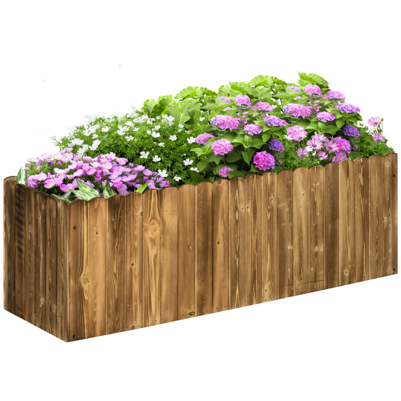 Outsunny Hochbeet Pflanzkasten 120 x 40 x 40 cm aus Tannenholz für Kräuter Gemüse Blumenbeet Blumenkasten Aosom.de – Bild 1 von 2