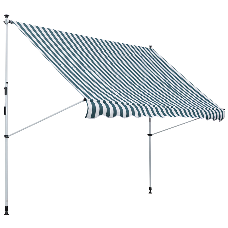 Outsunny Gelenkarmmarkise Klemmmarkise 300x150cm höhenverstellbar mit Handkurbel für Balkon wetterfest wasserdicht Alu Grün Sonnenschutz Aosom.de – Bild 1 von 2