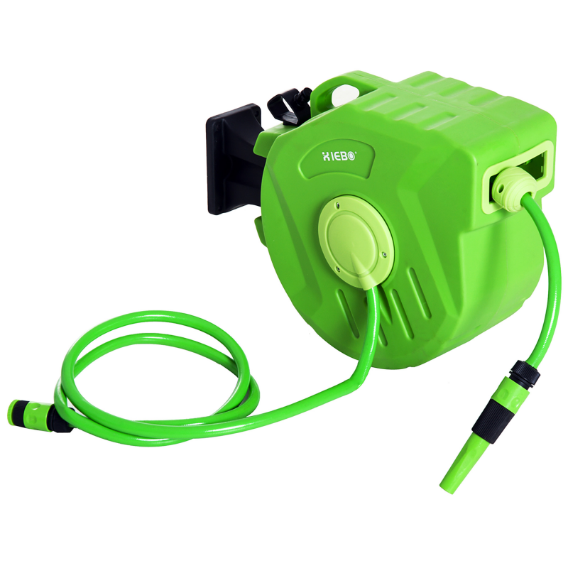 Outsunny Schlauchtrommel 20+2m Automatik Schlauchaufroller schwenkbar Druckluft Garten 180° grün für effizientes Bewässern Aosom.de – Bild 1 von 2