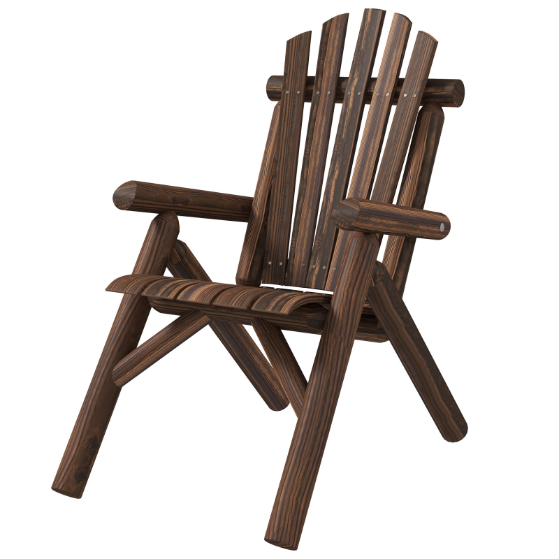 Outsunny Adirondack Gartenstuhl Holzstuhl Hochlehner mit Armlehne aus Tannenholz, braun, 83 x 68 x 101 cm, ideal für Garten & Terrasse Aosom.de – Bild 1 von 2