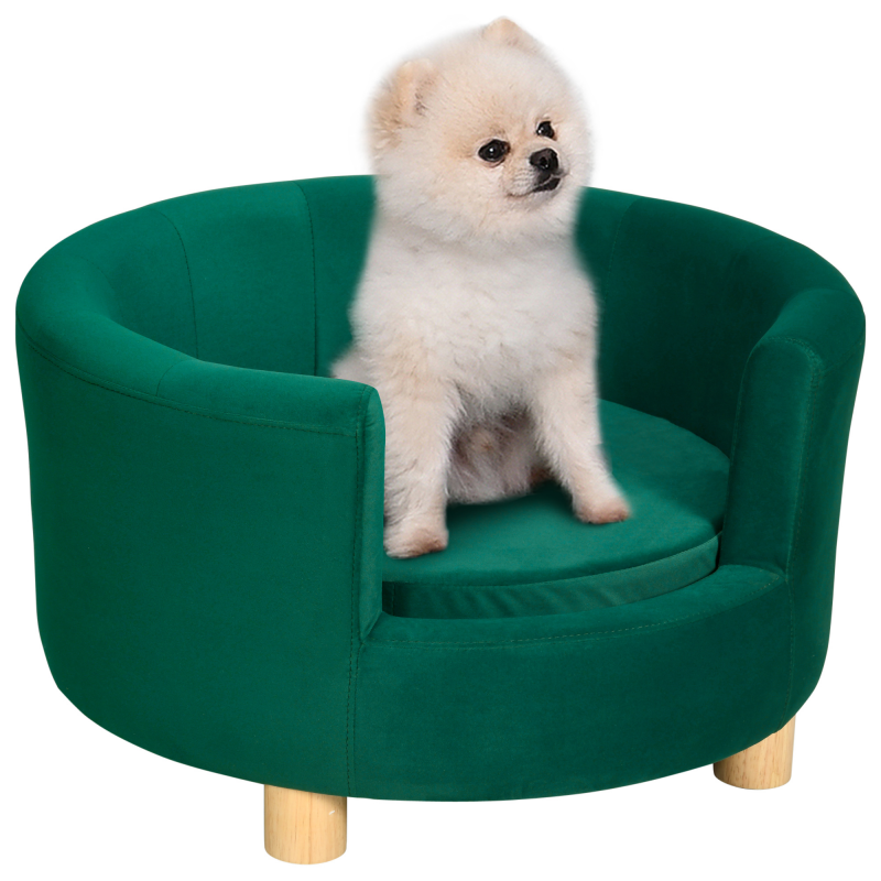 PawHut Hundebett Elegantes Hundesofa mit weichem Bezug & Holzbeinen, 65x64x37cm Aosom – Bild 1 von 2