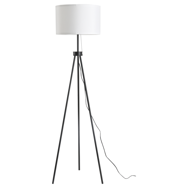 HOMCOM Stehlampe Moderne Standleuchte E27, Stahl & Polyester, Schwarz & Weiß, 37x37x152cm, stilvolle Beleuchtung für Wohnzimmer & Schlafzimmer Aosom.de – Bild 1 von 2