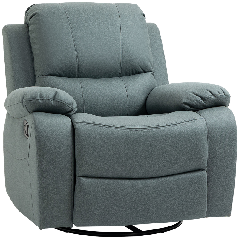 HOMCOM drehbarer Fernsehsessel, 135° neigbar, belastbar bis 150 kg, Liegesessel mit Fußstütze für Wohnzimmer & Schlafzimmer, Polyester, Grün Aosom.de – Bild 1 von 2