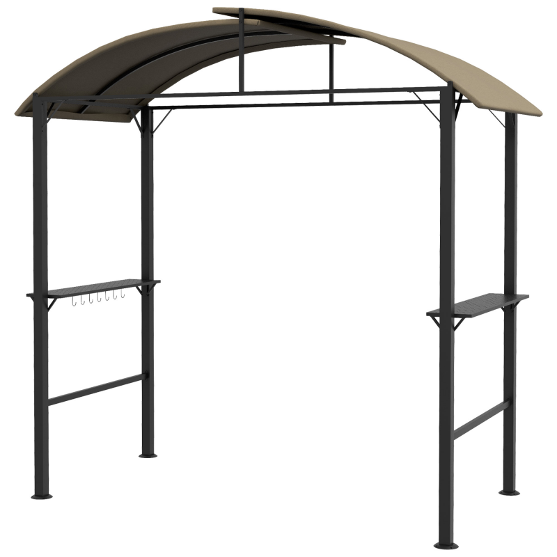 Outsunny BBQ Grillpavillon 1,1 x 2,3m wetterfest mit Polyesterdach und Seitenablagen für Grills bis 100 cm Stahl Khaki Aosom.de – Bild 1 von 2
