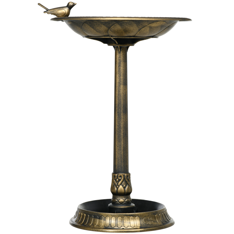 Outsunny 2 in 1 Vogeltränke Stehend, Vogelbad aus Kunststoff, frostsicher Vogelbecken, Winterfest Wassertränke für Wildvögel, Wasserschale, Wasserstelle für Garten Terrasse Balkon 50x50x72cm, Bronze Aosom – Bild 1 von 2