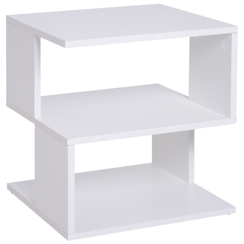 HOMCOM Couchtisch Beistelltisch Betttisch mit modernes Design, leicht zu montieren, Spanplatte, Weiß Aosom – Bild 1 von 2