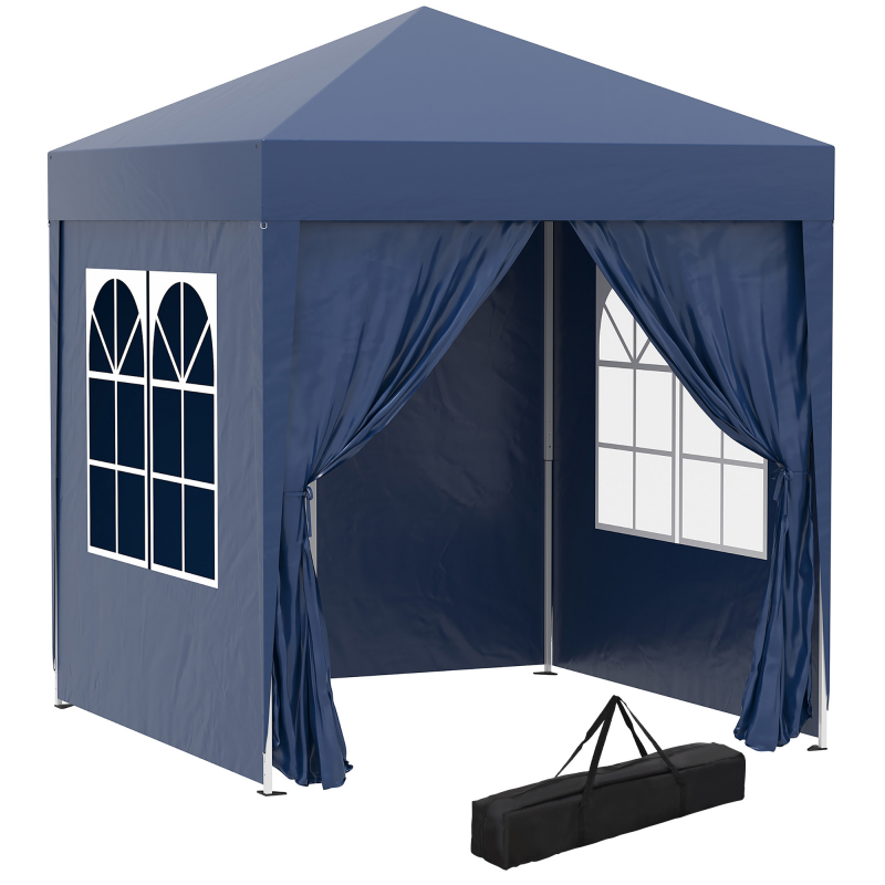 Outsunny Pavillon 2x2m, Faltpavillon 4 Seitenwände mit Fenster, Tür, Reißverschluss, Festzelt, Gartenzelt, Metall, Oxford Aosom – Bild 1 von 2