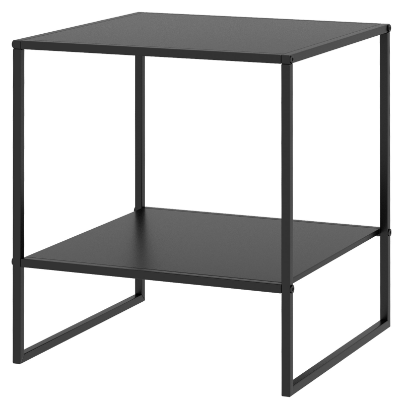 HOMCOM Beistelltisch Couchtisch mit Ablage 40x40x45 cm, Kaffeetisch mit Stahlrahmen, Nachttisch für Wohnzimmer & Schlafzimmer in Schwarz Aosom.de – Bild 1 von 2