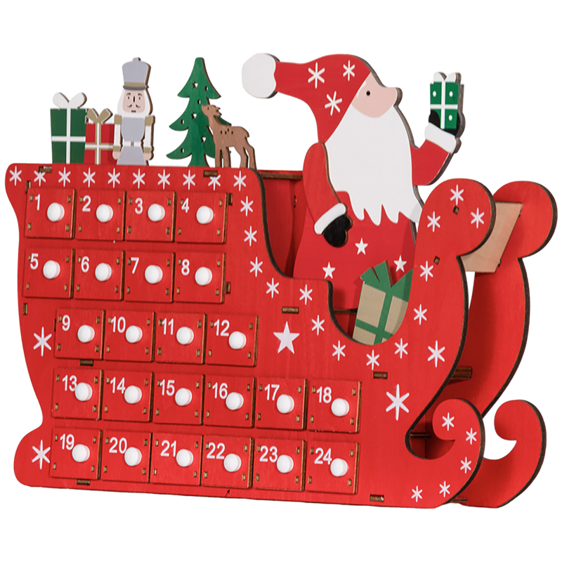 HOMCOM Adventskalender zum Befüllen 24 Schubladen Fächer Weihnachtskalender Adventskalenderbox Weihnachtsdekoration DIY MDF-Platte Rot 22,5 x 8 x 36 cm Aosom – Bild 1 von 2