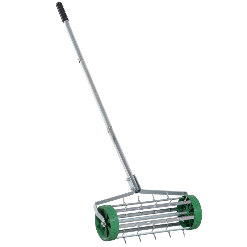 Outsunny Rasenlüfter Handvertikutierer mit einstellbarer Grifflänge, stachelwalze für Rasenbelüften, rollender Rasenlüfter für Gartenpflege Aosom.de – Bild 1 von 2