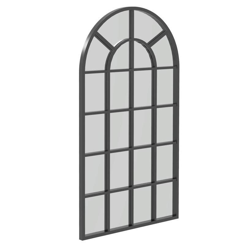 HOMCOM Wandspiegel Garderobenspiegel 110 x 62cm Flurspiegel mit Metallrahmen Hängespiegel Wohnzimmerspiegel für Schlafzimmer Schwarz Aosom – Bild 1 von 2