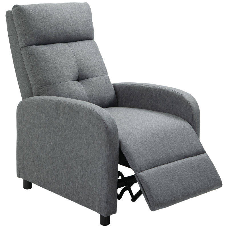 HOMCOM Relaxsessel, Fernsehsessel mit Liegefunktion, TV-Sessel mit Leinenoptik, Gepolstert Liegesessel mit Taschenfederkern, Ruhesessel bis 150 kg belastbar für Wohnzimmer, Grau Aosom – Bild 1 von 2