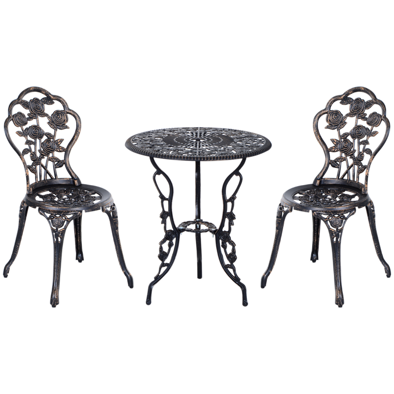 Outsunny Gartenmöbel Set für 2 Personen, Gartenset Sitzgruppe Balkonmöbel Garnitur mit Tisch & Stuhl in Bronze Aosom.de – Bild 1 von 2