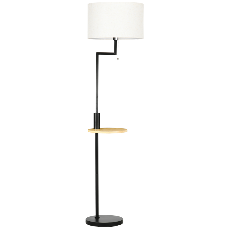 HOMCOM Stehleuchte, Stehlampe mit Ablage, 40 W Standlampe mit USB-Anschluss, Standleuchte, Stahl, Creme, Ø40 x 168 cm, exkl. Glühbirne Aosom – Bild 1 von 2