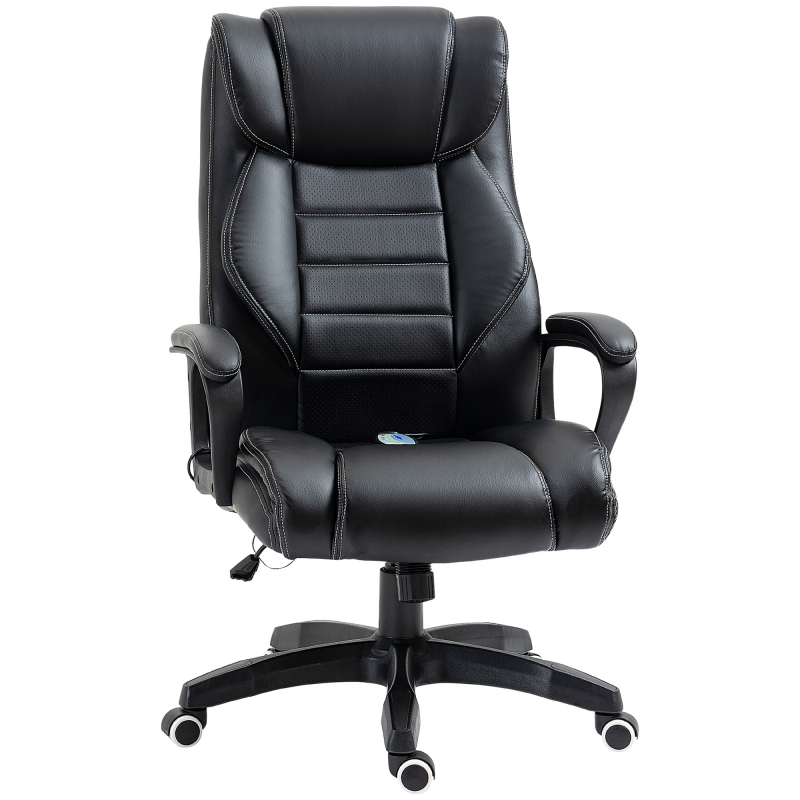 Vinsetto Massage Bürostuhl Leder, ergonomischer höhenverstellbarer Drehstuhl, Computerstuhl in Schwarz für Büro & Homeoffice Aosom.de – Bild 1 von 2