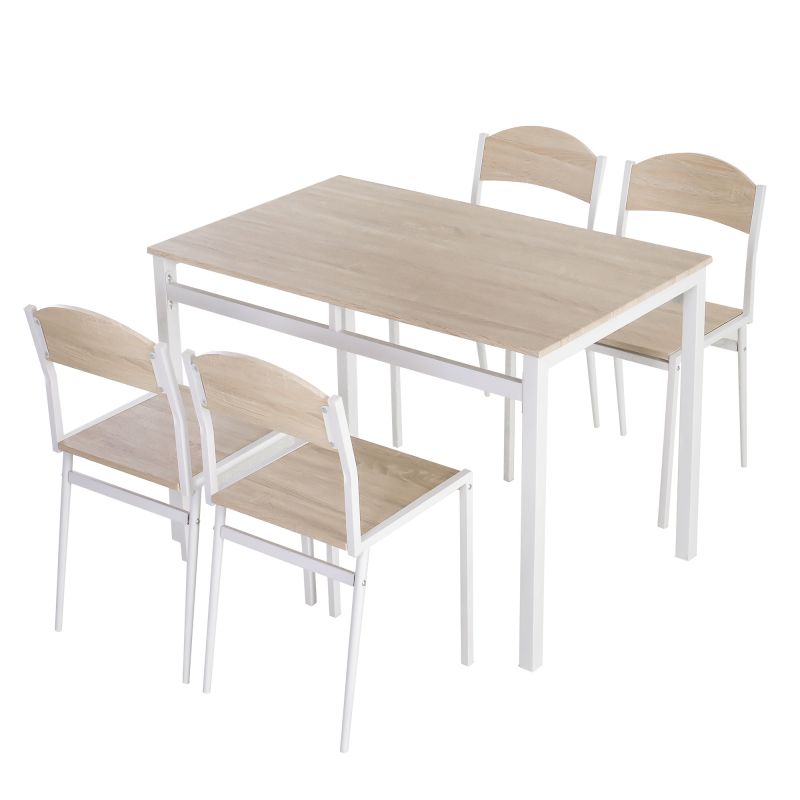 HOMCOM Essgruppe 5-teilig Esstisch Set 1 Tisch & 4 Stühle, modernes Esszimmer Möbel Set aus MDF & Metall, Grau & Weiß Aosom – Bild 1 von 2