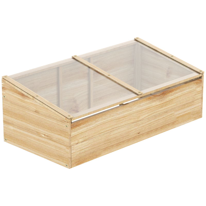 Outsunny Gewächshaus Holz Frühbeetkasten, Treibhaus & Garten Pflanzkasten-System, 100x50x35 cm, Natur, Tanne, PC-Platte Aosom – Bild 1 von 2