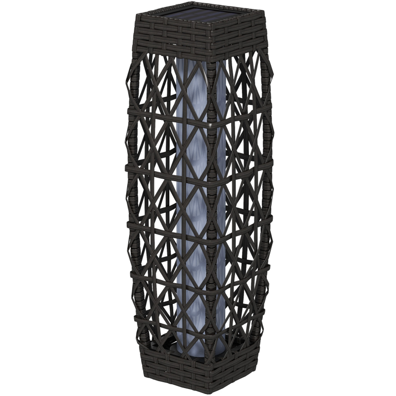 Outsunny Solarlampen Rattan mit Lichtsensor, Aufladbar LED Solarleuchte IP44 Wasserdichte Outdoor Lampe Anti-UV Solarlaterne für Garten Balkon Außen Rasen Hof Weg, Grau Aosom – Bild 1 von 2