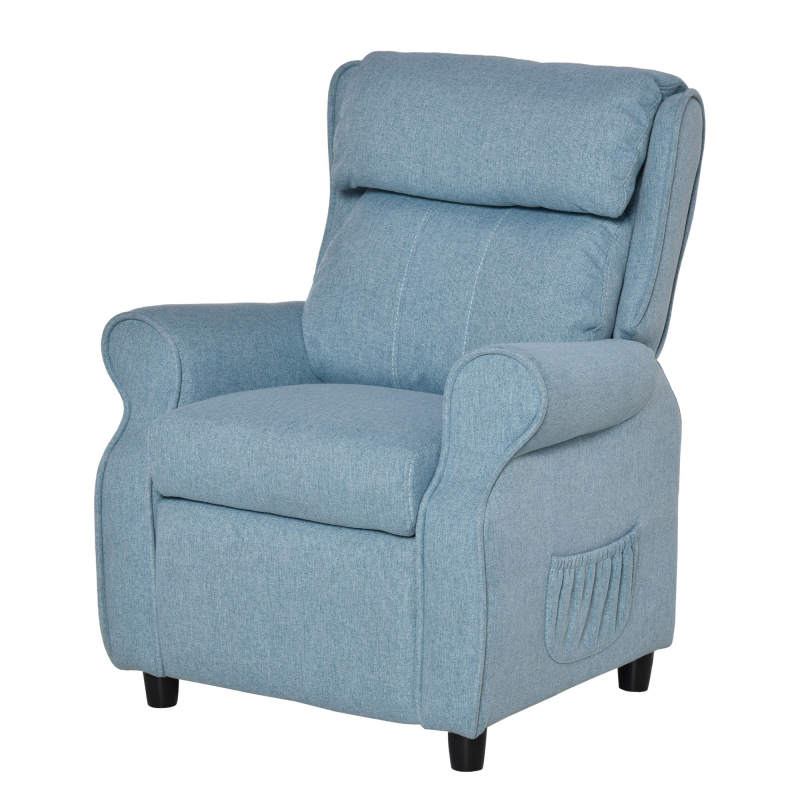 HOMCOM Kindersofa Kindercouch mit verstellbarem Liegesofa & Fußstütze, Blau, für 3-5 Jahre, 58x53x70cm Aosom – Bild 1 von 2