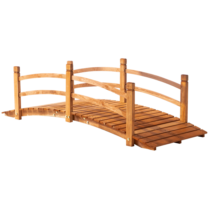 Outsunny Gartenbrücke Holzbrücke 185m mit Geländer bis 200kg massiv, ideal für Garten & Teich Aosom.de – Bild 1 von 2