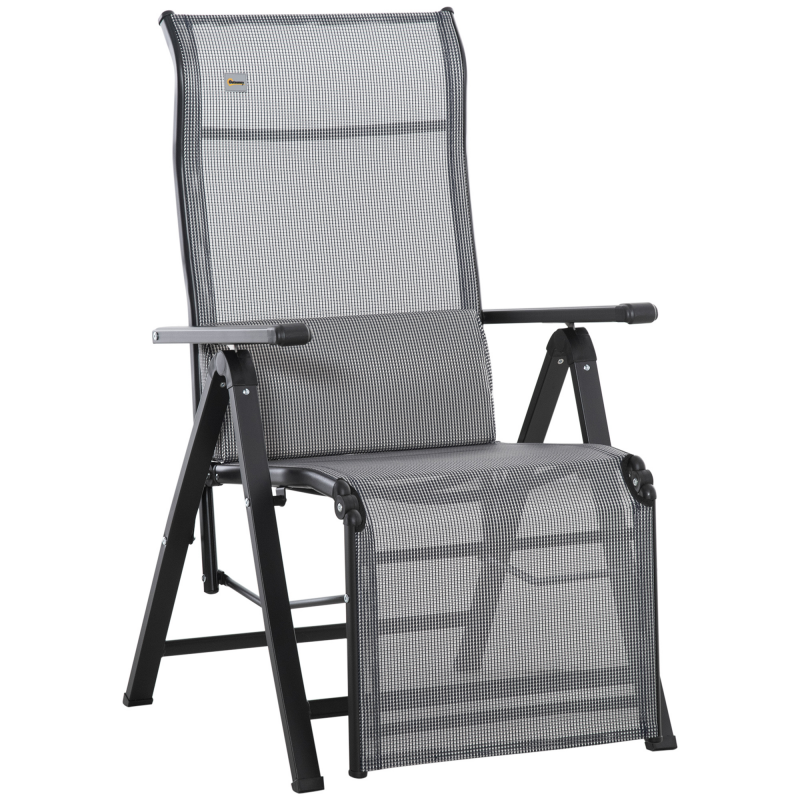 Outsunny Sonnenliege Liegestuhl Gartenliege 9 Positionen verstellbar Schwerelosigkeit Liege Textilene Stahl Schwarz Grau 70 x 65 x 111 cm für entspannte Stunden im Freien Aosom.de – Bild 1 von 2