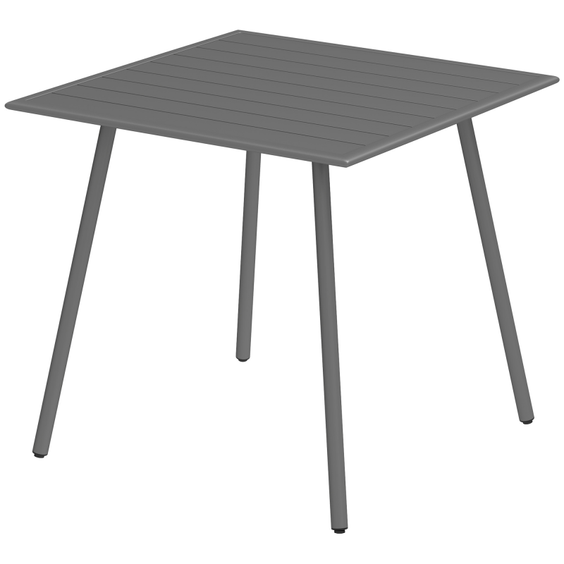 Outsunny Gartentisch Stahl 80 x 80 x 74 cm Wetterfest Buffettisch mit Stahlrahmen, rutschfest Campingtisch 4 Personen Balkontisch Terrassentisch Outdoor Esstisch für Garten, Terrasse, Balkon, Grau Aosom – Bild 1 von 2