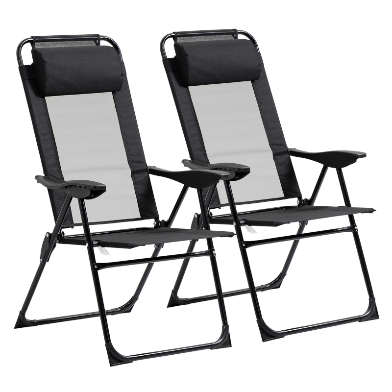 Outsunny 2er-Set Klappstuhl Gartenstuhl mit verstellbarer Rückenlehne und Armlehne, Campingstuhl bis 120 kg belastbar für Garten und Balkon Aosom.de – Bild 1 von 2
