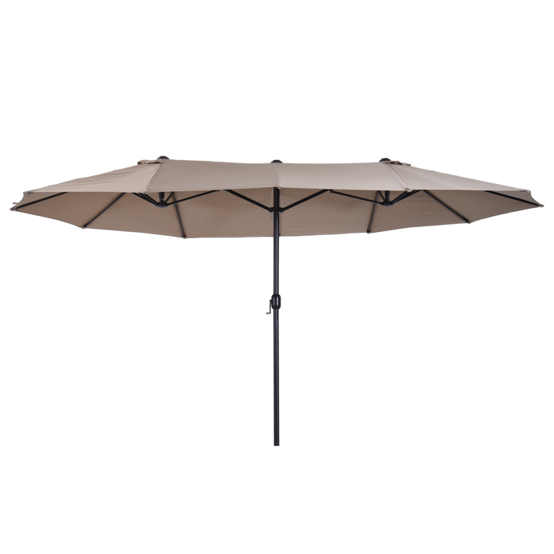 Outsunny Sonnenschirm Marktschirm Doppelsonnenschirm mit Handkurbel oval 460 x 270 x 240 cm in Hellkaffee für Garten & Terrasse Aosom.de – Bild 1 von 2