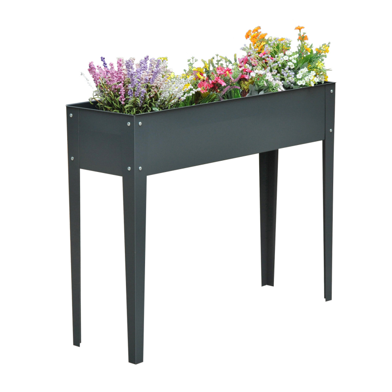 Outsunny Hochbeet Kräuterbeet Pflanzkasten mit Füßen und 3 Abflusslöchern 100 x 30 x 80 cm aus Metall für Garten und Balkon Aosom.de – Bild 1 von 2