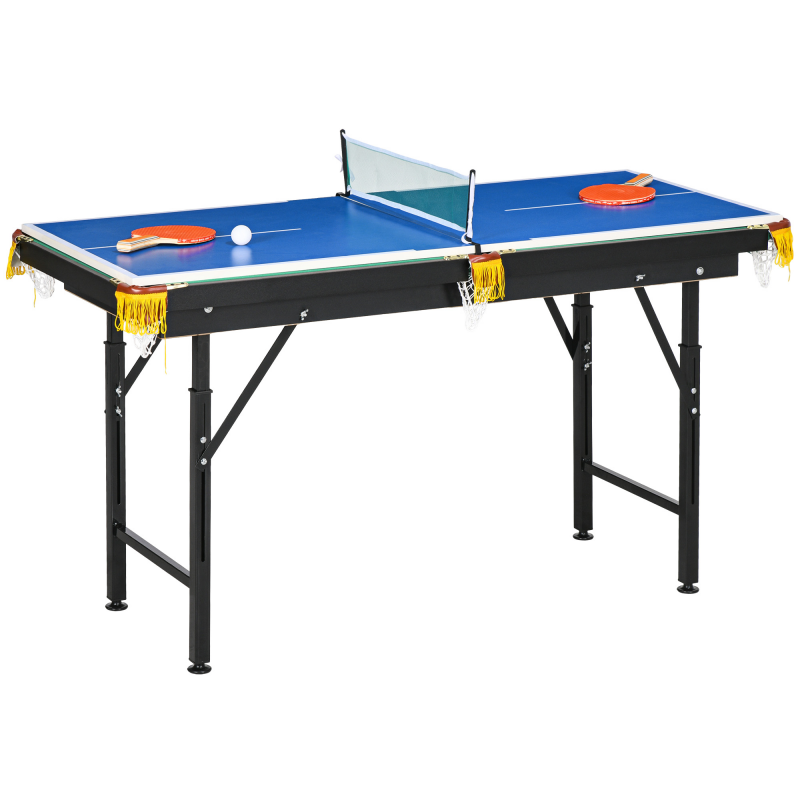 SPORTNOW Multigame Spieletisch 2in1 Multifunktionstisch Tischtennis Billard für Kinder & Erwachsene, Stahl 140x63x60-80cm, grün Aosom.de – Bild 1 von 2