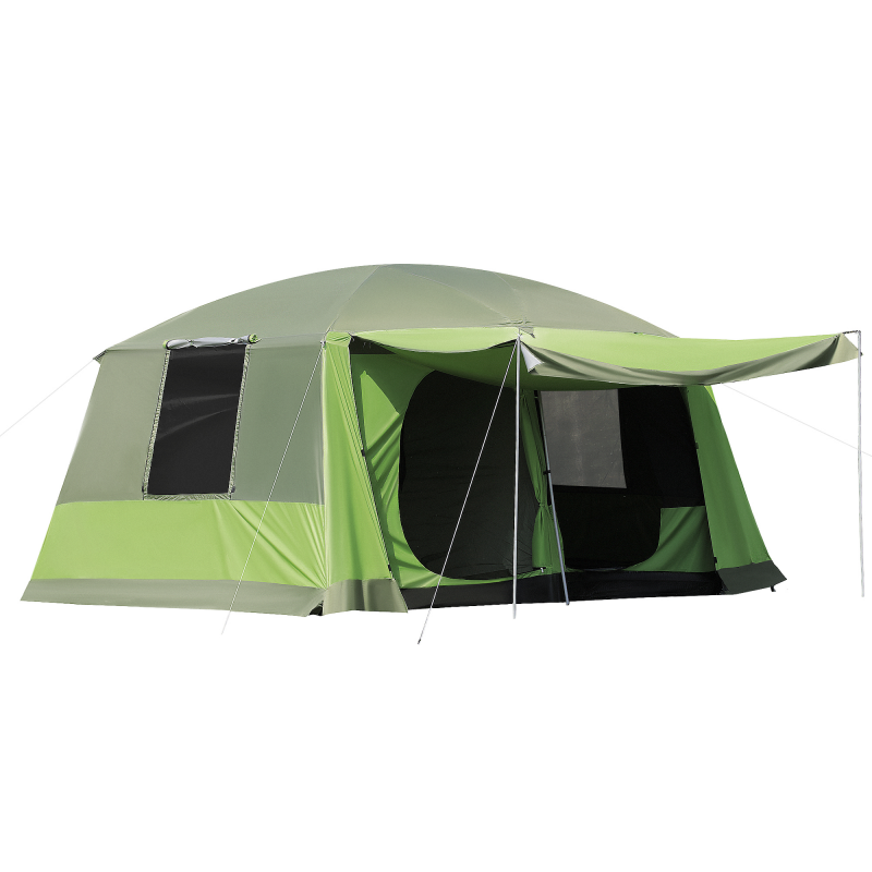 Outsunny Campingzelt Kuppelzelt Familienzelt für 4-8 Personen mit 2 Schlafkabinen, L405 x B305 x H225cm, ideal für Outdoor-Abenteuer Aosom.de – Bild 1 von 2