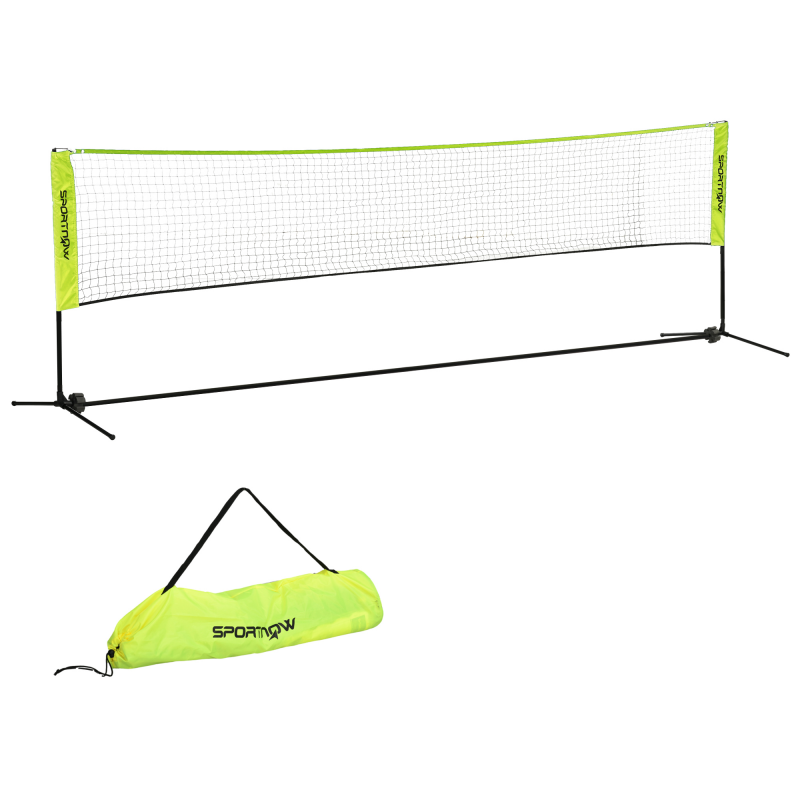SPORTNOW Badmintonnetz Set Faltbares Tennisnetz, 103/120/155 cm Höhenverstellbar Indoor Outdoor Federballnetz, Volleyballnetz mit Transporttasche Metall Polyester Gelb Aosom – Bild 1 von 2