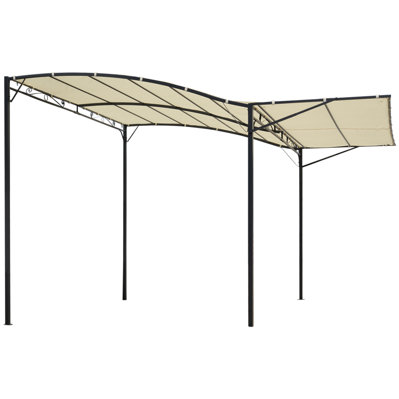 Outsunny Pavillon Gartenpavillon Markise Sonnenmarkise mit klappbarem Seitendach UV-Schutz Stahl + Polyester Cremeweiß + Schwarz 3 x 2,5 m Aosom – Bild 1 von 2