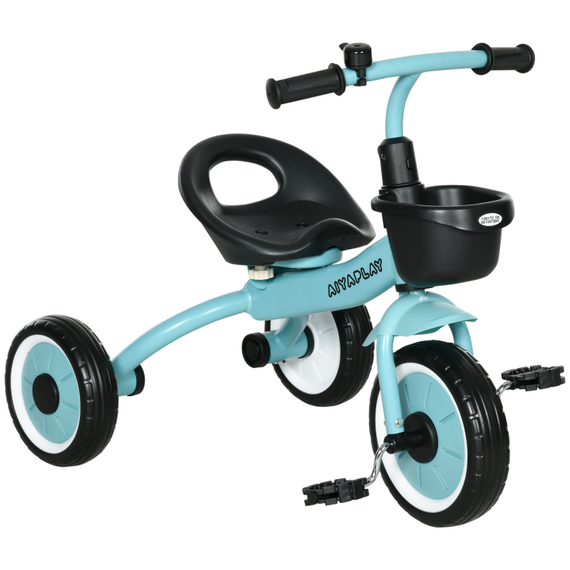 AIYAPLAY Dreirad Kinderfahrrad mit verstellbarem Sitz, Laufrad mit Korb & Klingel, Pedalen für 2-5 Jahre, stabil & sicher Aosom.de – Bild 1 von 2