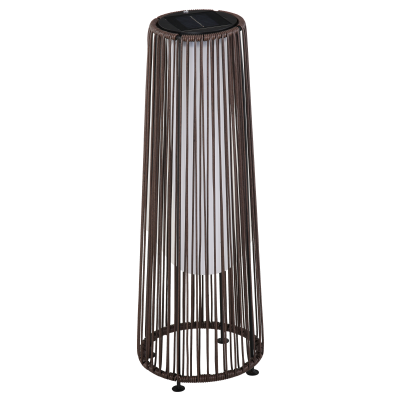 Outsunny Solarlampe, Gartenlampe, Rattan Solarleuchte, Automatische LED, Braun, 21,5 x 21,5 x 61 cm Aosom – Bild 1 von 2