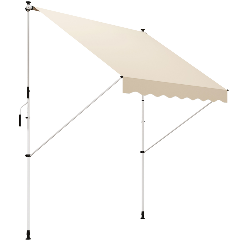 Outsunny Gelenkarmmarkise 300 x 150cm Höhenverstellbar Klemmmarkise Faltarm Sonnenschutz mit Handkurbel wetterfest Alu Beige Aosom.de – Bild 1 von 2
