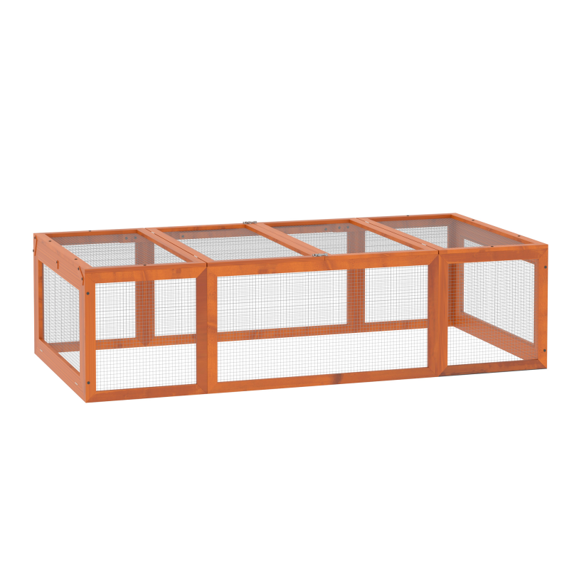 PawHut Kleintierstall Kleintierkäfig 180 x 90 x 48 cm mit Freilaufgehege Multifunktional Tannenholz Orange Aosom – Bild 1 von 2