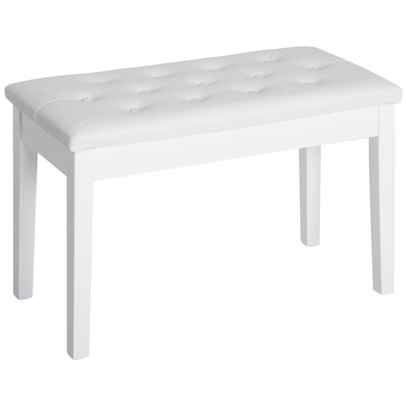 HOMCOM Klavierhocker Klavierbank im Landhausstil mit Stauraum aus Gummiholz und Kunstleder, weiß, 76 x 36 x 50 cm für Musikliebhaber Aosom.de – Bild 1 von 2